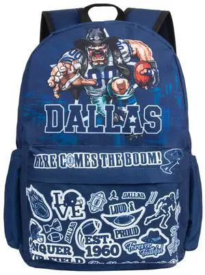 WTKBLAN Football Backpack, Mothers Day Blue Team Color Large Capacity Bag, Football Gifts for Men Women, Daily Use backpack, Laptop Travel Sport Bag