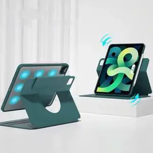 PboyiqiS Vertical Case for iPad Air 11 Inch (M3/M2)/Air 5th/4th Generation, Magnetic Case for iPad Air 7th/6th Gen with Pencil Holder,It can Hold Keyboard,Rotatable Detachable Smart Cover (Teal)