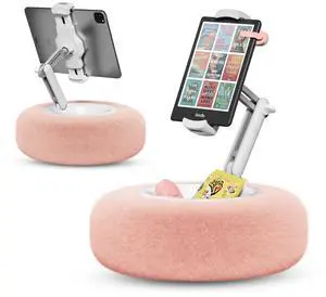 SupeDesk Tablet Pillow Stand for Reading, Adjustable Tablet Pillow Stand for Lap with Detachable Bowl, Fits 4.7"-13" Kindle/Phones/Tablets, Watch Videos, Stream Media, Pink