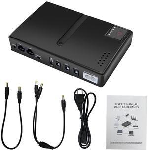 UPS Uninterruptible Power Supply Battery Backup Surges Protector 10400mAh 36W USB 5V DC 5V 9V 12V POE 15V 24V (US Plug)