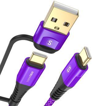 USB Type C Charger Cable [2-pack, 6.6ft], PD 100w iPhone 16 15 pro max Charger 2-in-1 USB C to USB C Cable Nylon Braid for MacBook iPad Pro/Air Samsung Galaxy S24 S23 S22 S21 S20 Note 20 10 Flip Pixel