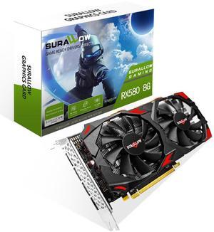 SURALLOW RX 580 8GB Graphics Card, 2048SP,GDDR5,256 Bit Graphics Card for Gaming PC,PCIE 3.0,Twin Freeze Fans Computer Video Card with HDMI/DP/Ports(Style 1)