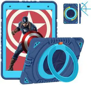 XZC iPad 9th/ 8th/ 7th Generation Case (iPad 10.2 Case 2021/2020/2019) Heavy Duty Shockproof Rugged Cover with Rotating Stand/Pencil Holder/Carrying Shoulder Strap (Blue)