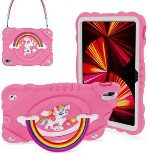XZC Case for iPad (A16) 11th Generation 11 Inch 2025/ iPad 10th Generation 10.9 Inch 2022 Unicorn Heavy Duty Shockproof Rugged Cover with Built-in Stand/Strap (Hot Pink)