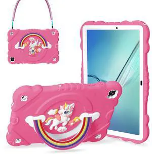 XZC Case for Samsung Galaxy Tab A8 10.5 inch (SM-X205N/X200N/X207) 2021/2022 Unicorn Heavy Duty Shockproof Protective Cover with Adjustable Shoulder Strap (Hot Pink)