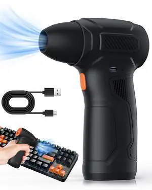 WERTYI Electric Air Duster-3 Gear Adjustable 130000RPM Compressed Air Duster for Computer Keyboard, 8000mAh Rechargeable Cordless Air Duster for Outdoors, Car, Home Cleaning (Black)