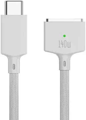 SlimQ USB-C Compatible with Magnetic 3 Charging Cable Compatible with MacBook Air (M2 chip, 2022) MacBook Pro (14-inch 16-inch, 2021 2023), Type-C 140W Fast Charging Cord (White, 2m/6.6ft)
