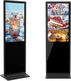YCKJNB 32 inch Indoor Digital Signage LCD Screen IPS Floor Standing Digital Kiosks Interactive Displays with WiFi HDMI/USB Input Auto AD Player, Android OS Black