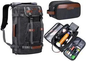 WITZMAN Canvas Backpack Vintage Travel Backpack Large Laptop Bags Convertible ShoulderCanvas Toiletry Bag Hanging Dopp kit Water resistant