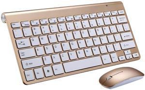 Smart Keyboard Mouse Kit, Waterproof, Power Saving, Compact Keyboard Mouse Set for Office (Gold)