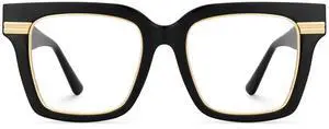 Zeelool Glasses Frame for Women, Overiszed Black Square Glasses Personality Fit Eyeglasses Eyewear with Clear Lenses Taylor
