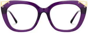Zeelool Cat Eye Blue Light Glasses for Women Chic Purple Designer Eyeglasses Frames Stylish Non-prescription Full Eyewear Glasses JGA273646-04B