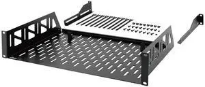 Tecmojo 2U Rack Shelf,19 inch Server Rack Shelf 12 inch Depth,Weight Capacity 110Lbs/50kg,Rack Mount Shelf for 19" Network Racks & Cabinets,with Complete Accessories