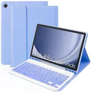XCHYTECHER Keyboard Case for Samsung Galaxy Tab A9 Plus 11.0 inch (SM-X210/X215/X216/X218),Rechargable Detachable Keyboard with Type-C Charging Port Cover for Tablet A9+ 2023 5G (Purple)