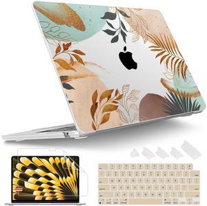Tuiklol for 2025 2024 2023 MacBook Air 15 inch Case M4 M3 M2 Chip, Model A3241 A3114 A2941 Hard Shell Case with Keyboard Cover & Screen Protector for MacBook 15.3'' Cover,Modern Abstract Floral