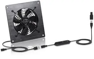 xiaoqijia USB 120MM Cabinet Fan 5V Quiet Cooling Fan DC 12V IPX5 Waterproof Fan System 6" with 10 Speed Control, for Home Theater AV Cabinet,Server Cabinet,Dog kennels,Greenhouse Cooling