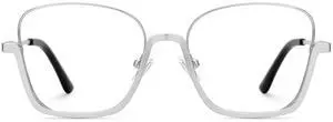 Zeelool Stylish Oversized Metal Square Blue Light Blocking Glasses for Women Computer Glasses Malidy ZJGM743257-02 Silver