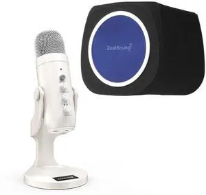 ZealSound USB Microphone k66w-us and ws18b Pop Filter Bundle