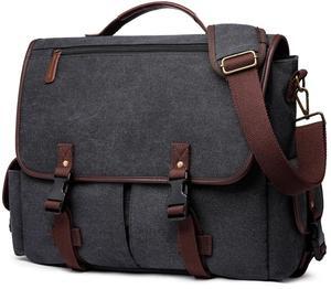 Messenger Bag for Men Women 15.6 Inch Laptop Bag Canvas Water-resistant Computer Shoulder Bag Work Briefcase Bookbag for