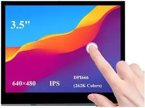 UeeKKoo 3.5inch DPI LCD Compatible with Raspberry Pi 5/4B/3B+/3B/2B/Zero/Zero W/WH/Zero 2W, Capacitive Touch Screen, 640x480 Resolution IPS LCD,Toughened Glass Cover, Low Power