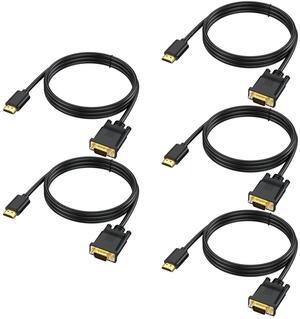 URELEGAN HDMI to VGA Cable 5-Pack, HDMI to VGA 3.3 Feet 1080P HD Video Cord Compatible for Computer, Desktop, Laptop, PC, Monitor, Projector, HDTV and More (NOT Bidirectional, 1M)