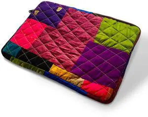 Upcyclie Laptop Sleeve - Crafted from Recovered Materials - for iPad, Tablet, Laptop- 5 Screen Size Diagonal_Multicolor (Bright Indian Prints, 15 inches)