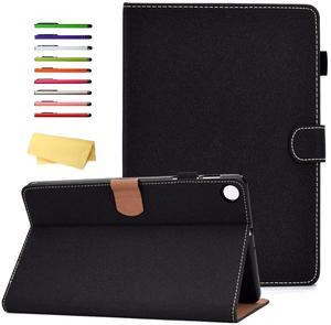 UUcovers for Kindle Fire HD 8 Case 8th/7th/6th Generation, Fire HD 8 Case 2016/2017/2018 with Stand/Pencil Holder/Pocket [Auto Wake/Sleep] Magnetic Smart Embossed PU Leather Shockproof Cover, Black