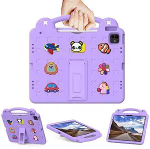 UUcovers Kids Case for iPad Air 13 inch M3 2025/M2 2024,iPad Pro 13 inch M4 2024 & iPad Pro 12.9 inch Case 6th/5th/4th/3rd Gen 2022 2021 2020 2018 with Stand/Pencil Holder/Handle, Light Purple Bear