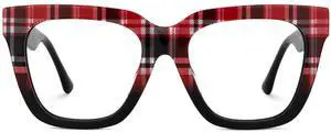 Zeelool Square Acetate Glasses Retro Eyewear for Women Blue Light Blocking Glasses Anti Eyestrain Glasses ZJGA784822-01 Red