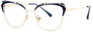 Zeelool Cat Eye Blue Light Glasses for Women Stylish Blue Fake Glasses Chic Anti Blue Light Designer Full Eyewear JGX982801-04B