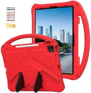 UUcovers Kids Case for Apple iPad Air 13 inch M3/M2 (2025/2024), Stand Protective Cover with Pencil Holder/Handle Kickstand/Lightweight Soft EVA Foam Shockproof Cover for iPad Air 13 Tablet, Red