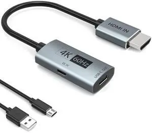 JESWO HDMI Male to USB-C Female Cable Adapter, 4K 60Hz HDMI Source to USB-C Display, Compatible with Xreal Air, Microsoft Surface, PS5, Xbox, Includes Micro Power Cable