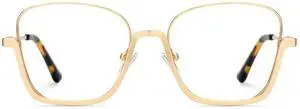 Zeelool Stylish Oversized Metal Square Blue Light Blocking Glasses for Women Computer Glasses Malidy ZJGM743257-01 Gold