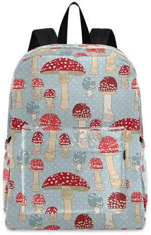 ZzWwR Fresh Mushroom Dots Pattern Polyester Computer Backpack Large Daypack for Business Sport Travel School Bookbags