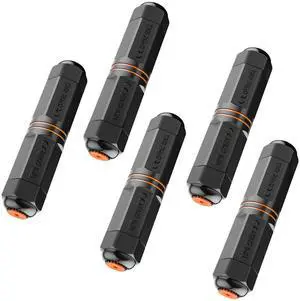 VCE Ethernet Coupler Outdoor CAT6A 10Gbps, Female-to-Female Waterproof RJ45 Connector Shielded, IP67 Network Cable Extender for Weatherproof Use, 5-Pack