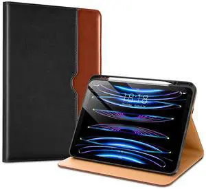 VIKESI Case for iPad Air 13 inch (M3) 2025 / (M2) 2024,Premium Leather Folio,Apple Pencil Holder,Auto Sleep/Wake,Stand Cover - Black Brown