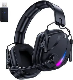Vakedy HW12 Wireless Gaming Headset with Microphone 2.4GHz Bluetooth Gaming Headphones Wireless of Duty/FPS Gamers,50Hr Battery Life Gamer Headset for PS5,PS4,PC,Switch,Mac