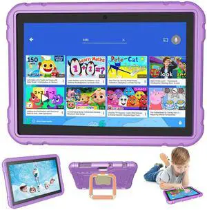 VNEIMQN Tablet for Kids, 10 Inch Android Tablet, 4GB 64GB, Octa-core CPU,WiFi, 8000mAh,1280 * 800 HD Display, Kids Content, Parental Control, Children Ages 3-12 Purple