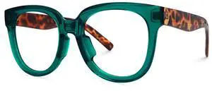 VOOGLAM Oversized Square Eyeglasses Green for Women Blue Light Block Vernetta-9594-01