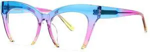 VOOGLAM Blue Light Glasses for Women Cateye Semi Rim Gaming Glasses Anti Eyestrain Dry Eyes UV Computer Phone TV Eyewear Jacobien GJGA483996-03 Trend
