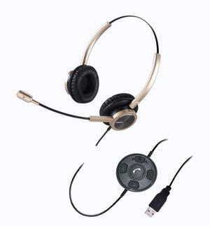 USB Headset with Microphone Noise Canceling, Binaural PC Headphone with Call Reminding and Busy Light Indicator for Home Office Business Softphone Skype Chat, Pro Mic for Voice Recognition