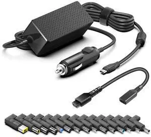 HKY Universal Laptop Car Charger PD 100W 95W 90W 65W DC Travel Adapter for HP Dell Gateway Lenovo LG Acer ASUS Compaq Samsung Sony Fujitsu Toshiba and More Notebook Computer Tablet Speaker Smartphone