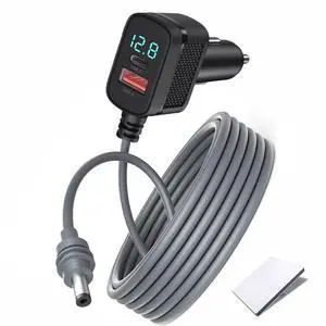 weishan 16ft Car Charger Cable for Starlink Mini, 12V-48V Car Charging Cord, PD30W USB-C and USB Digital Display Power Supply Adapter for Satellite, 5m Long, 18AWG