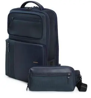 MOKOBARA Unisex-Adult The Overnighter Backpack Blue Vegan Leather Expandable Water Resistant (23L) Trave Laptop (16") Work Bag With Detachable Sling Bag New 2022 - Model Medium Headspace