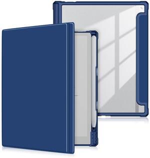 Xuanbeier Case Compatible with BOOX Tablet Go 10.3 ePaper E Ink Tablet,Hard Transparent Back Protective Cover with Pen Holder,Auto Wake/Sleep,Navy