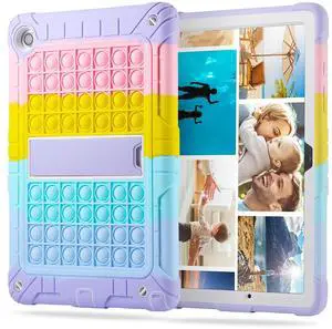 XZC Case for Samsung Galaxy Tab A9 Plus 11'' 2023 (SM-X210/ SM-X216/ SM-X218) Heavy Duty Shockproof Protective Case Push Pop Cover with Shoulder Strap (Rainbow, A9+ Plus 11inch)