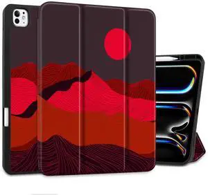 Yebiseven Case for M4 iPad Pro 13 inch 2024 Released Model A2925/A2926/A3007, Shockproof Tablet Case with Pencil Holder & Auto Wake/Sleep & Soft TPU Back Cover, Sunset