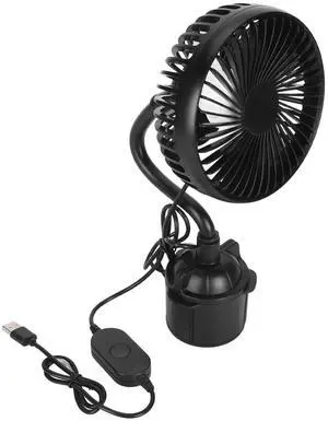 Yosoo Health Gear Car Fan USB Powered Fan with Gooseneck, Low Noise 3 Speeds Adjustable Portable Cart Fan for Car Cup Holders, 5in 360° Rotation Car Cooling Fan with Flexible