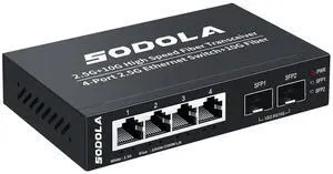 SODOLA 6 Port 2.5G Umanaged Ethernet Switch,4X 2.5GBASE-T Ports,2X 10G SFP, 60Gbps Switching Capacity,Mini Wall Mountable 2.5Gb Network Switch for Wireless AP, NAS, PC