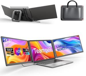 Teamgee 15.6" Laptop Screen Extender with Power Bank, HDMI/USB-A/C One Cable Connection Plug-Play FHD 1080P IPS Triple Portable Monitor Fits 12-17" Laptops(Mac/Windows/Android)